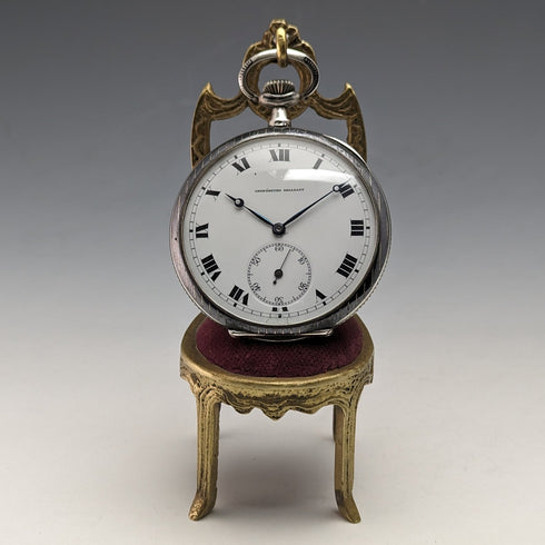 1920 年代黃銅椅懷錶架深紅色座椅