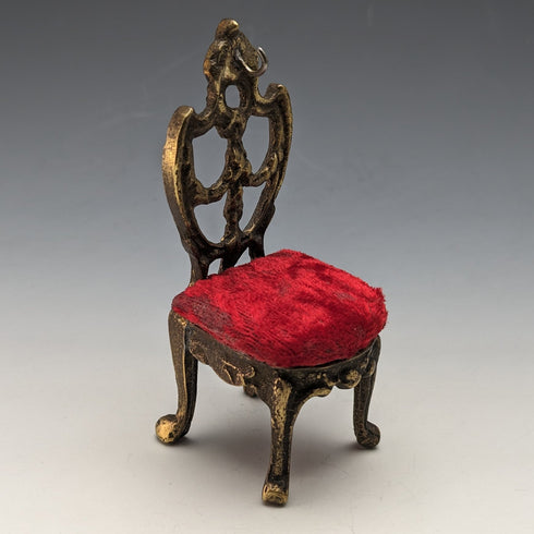 1920 年代黃銅椅懷錶架亮紅色座椅