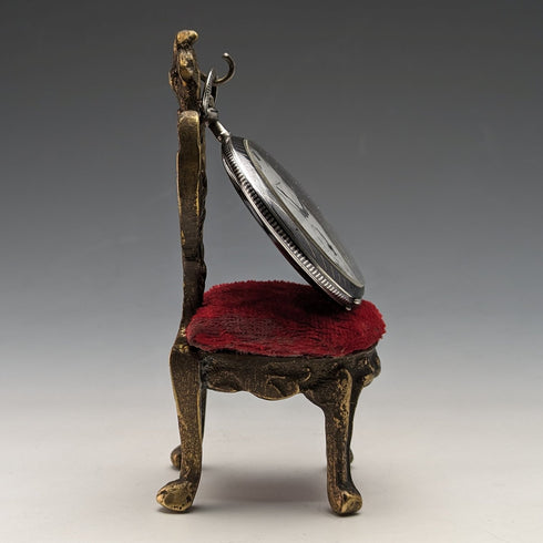 1920 年代黃銅椅懷錶架亮紅色座椅