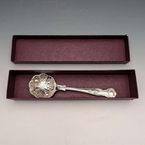 British Vintage Silver Plated Cranberry Spoon Past Times Paper Box