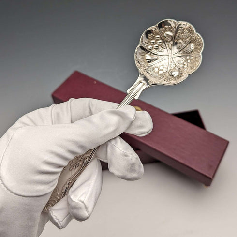 British Vintage Silver Plated Cranberry Spoon Past Times Paper Box
