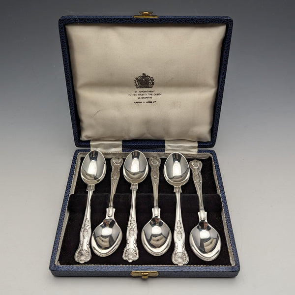 British Vintage Silver Plated Tea Spoon Set of 6 Mappin&Webb Case Included