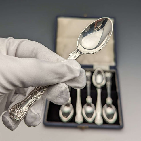 British Vintage Silver Plated Tea Spoon Set of 6 Mappin&Webb Case Included