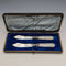Late 19th Century British Antique White Pearl Handle Butter Knife Pair John Sanderson Case Included