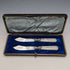 Late 19th Century British Antique White Pearl Handle Butter Knife Pair John Sanderson Case Included