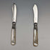 Late 19th Century British Antique White Pearl Handle Butter Knife Pair John Sanderson Case Included
