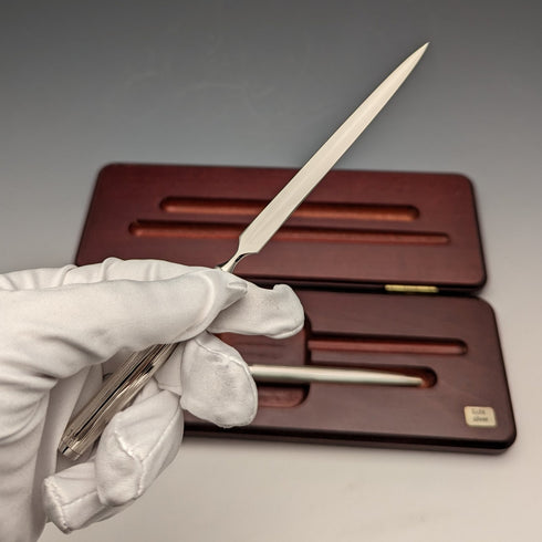 復古純銀開信刀和原子筆套裝木盒裝