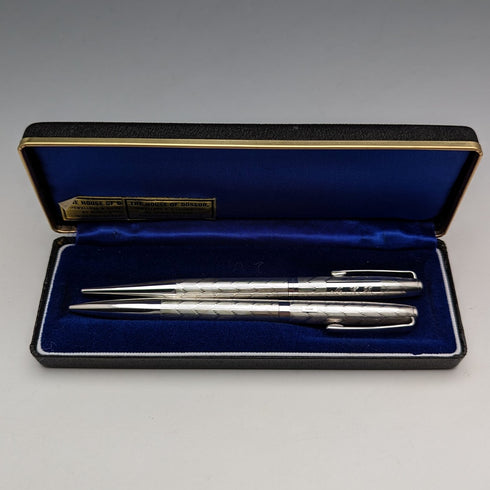 約 1970 年英國復古 Yard O' 紅色純銀自動鉛筆和原子筆