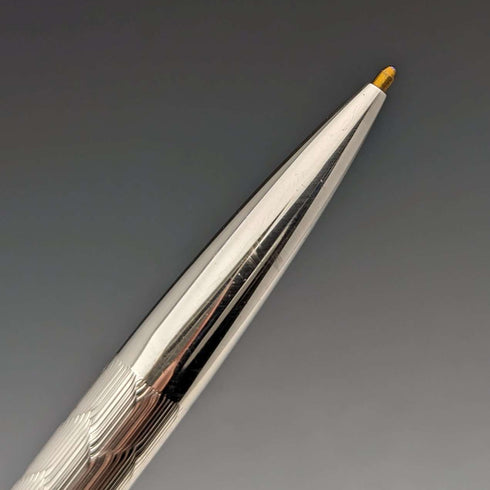 Circa 1970 British Vintage Yard O' Red Sterling Silver Propelled Pencil & Ballpoint Pen