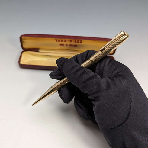 British Vintage Yard O' Red Rolled Gold Propelled Pencil in Case
