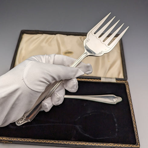 約 1915 年英國古董鍍銀餐具一對 George Cutts & Sons