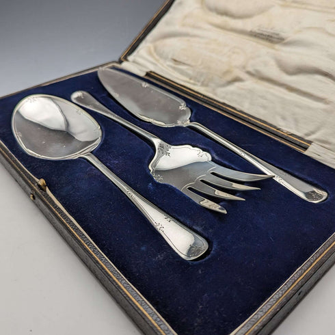 Circa 1920 British Antique Silver Plated Serving Cutlery Trio Allen & Darwin