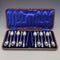 1905 British Antique Silver Plated 12 Tea Spoons & Sugar Tongs Set in Case