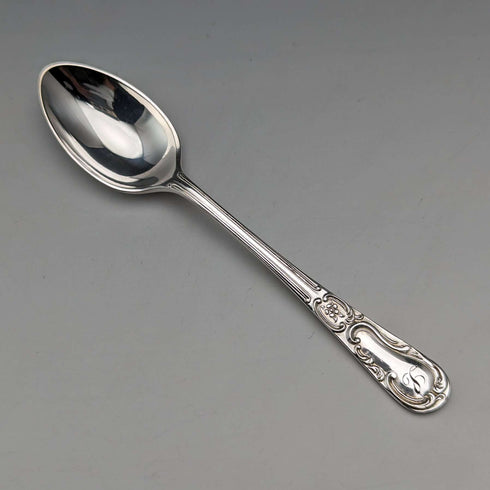 1905 British Antique Silver Plated 12 Tea Spoons & Sugar Tongs Set in Case