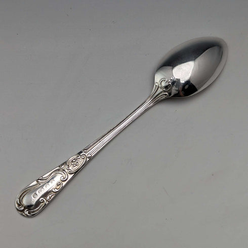 1905 British Antique Silver Plated 12 Tea Spoons & Sugar Tongs Set in Case