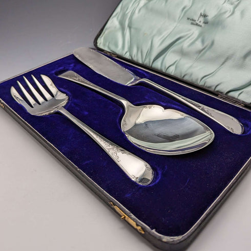 Circa 1930 British Vintage Silver Plated Serving Cutlery Trio Walker&Hall