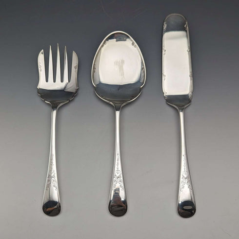 Circa 1930 British Vintage Silver Plated Serving Cutlery Trio Walker&Hall