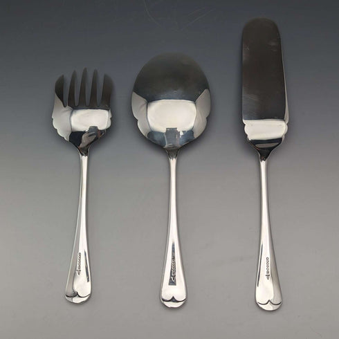 Circa 1930 British Vintage Silver Plated Serving Cutlery Trio Walker&Hall