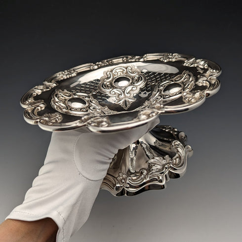 1906年 英国アンティーク 純銀製コンポート 315g 直径18cm Walker&Hall