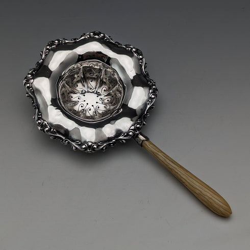 美國古董純銀木柄濾茶器 JF Fradley