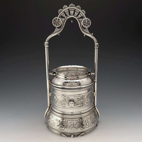 Late 19th Century US Antique Silver Plated Pocket Watch Holder & Jewelry Box Reed & Barton
