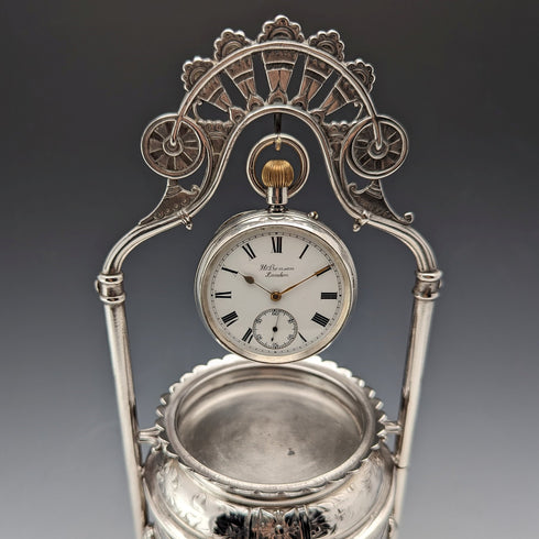 19 世紀末美國古董鍍銀懷錶架與珠寶盒 Reed & Barton