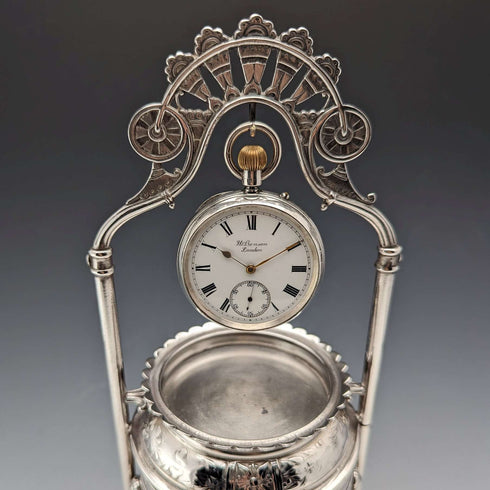 Late 19th Century US Antique Silver Plated Pocket Watch Holder & Jewelry Box Reed & Barton
