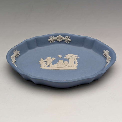 British Vintage Wedgwood Jasperware Oval Dish Pale Blue