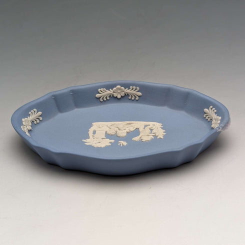 British Vintage Wedgwood Jasperware Oval Dish Pale Blue