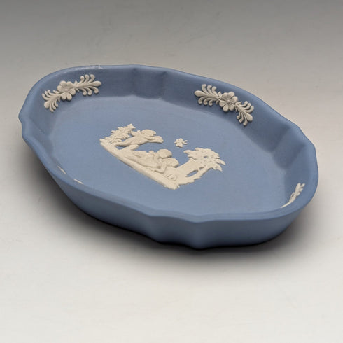 英國復古韋奇伍德碧玉橢圓形盤子淡藍色