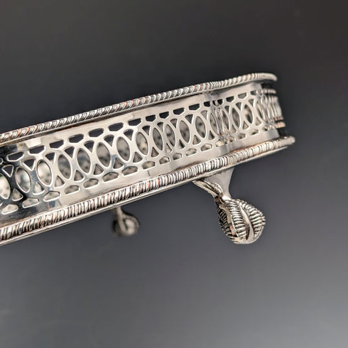 英國復古鍍銀圖庫托盤帶腿直徑 25 公分 Walker&Hall