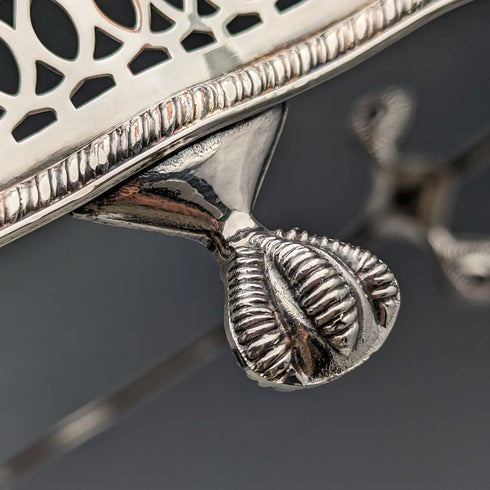 英國復古鍍銀圖庫托盤帶腿直徑 25 公分 Walker&Hall