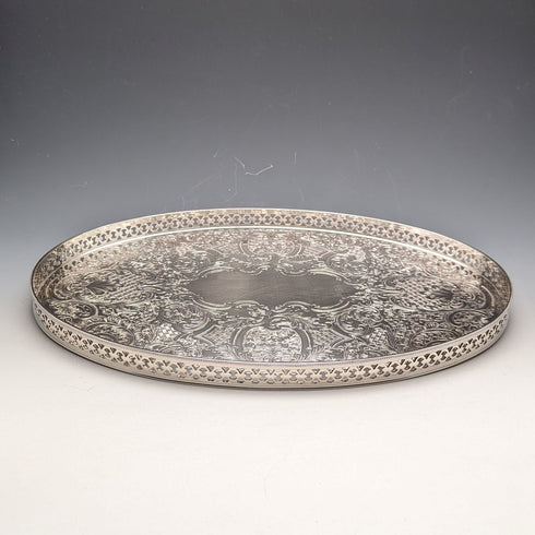 British Vintage Silver Plated Oval Gallery Tray Baker Ellis