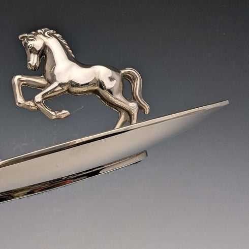 英国ヴィンテージ シルバープレート製 馬装飾 オーバルディッシュ Seba