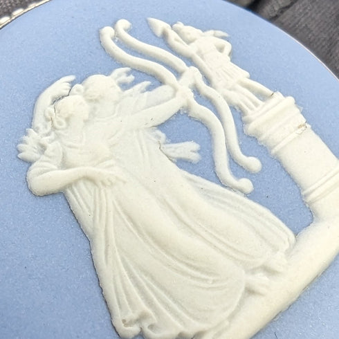 1958 年英國復古韋奇伍德純銀和碧玉圓形胸針