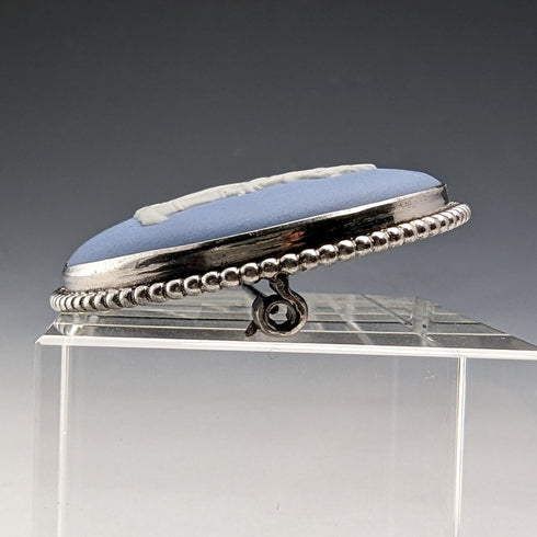 1958 年英國復古韋奇伍德純銀和碧玉圓形胸針