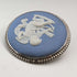 British Vintage Wedgwood Sterling Silver & Jasperware Round Brooch