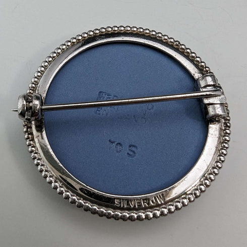 British Vintage Wedgwood Sterling Silver & Jasperware Round Brooch