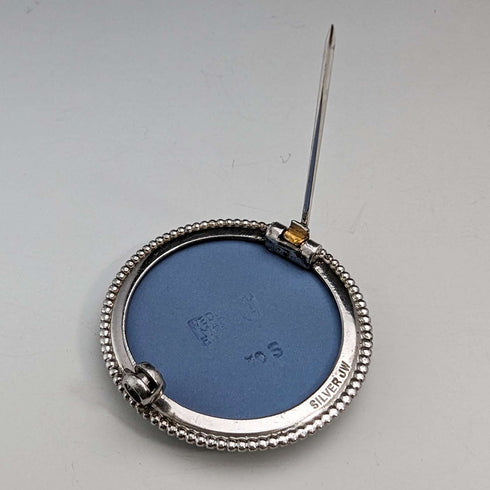 British Vintage Wedgwood Sterling Silver & Jasperware Round Brooch