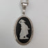 British Vintage Wedgwood Sterling Silver & Black Jasper Pendant Necklace