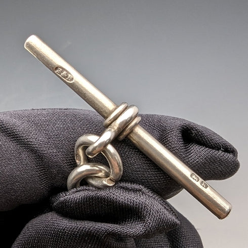 1909年 英国アンティーク 純銀製アルバートチェーン 54g カナダコインフォブ