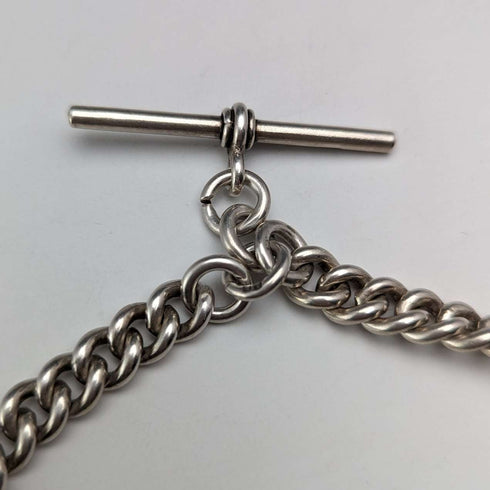 1909 British Antique Sterling Silver Albert Chain 54g Canadian Coin Fob
