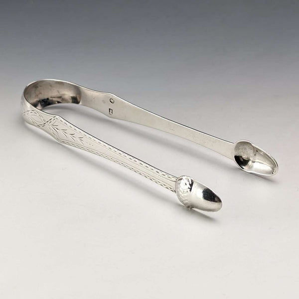Late 18th century British antique sterling silver sugar tongs 26g James Crawford