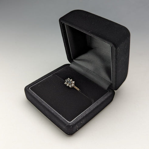 英國復古珠寶黑色托帕石純銀鍍金戒指(12 號)戒指