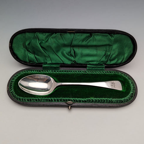 1898年 英国アンティーク 純銀製 クリスニングスプーン John Round & Son ケース入