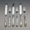 1880 British Antique Engraved White Pearl Handle Dessert Cutlery 3 Pair Set Stokes & Ireland