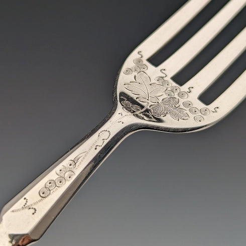 1880年 英国アンティーク 彫刻白蝶貝ハンドル デザートカトラリー3ペアセット Stokes & Ireland