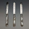 1880 British Antique Engraved White Pearl Handle Dessert Knife x3 Stokes & Ireland