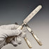 1880 British Antique Engraved White Pearl Handle Dessert Knife x3 Stokes & Ireland