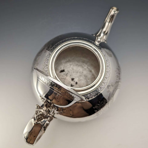 Circa 1875 British Antique Silver Plated Teapot Martin & Hall